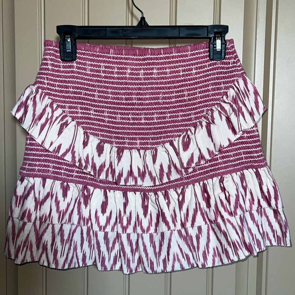 SAYLOR NYC Pink Ikat Keka Smocked Skirt, Size Medium